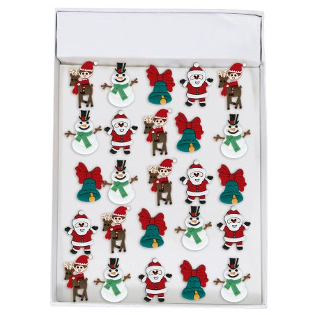 BOX MIT 25 WEIHNACHTS RINGEN MIT LICHT, 3,5 CM