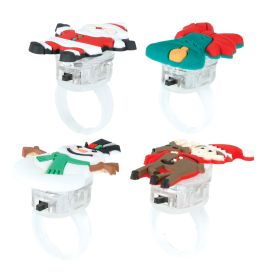 BOX MIT 25 WEIHNACHTS RINGEN MIT LICHT, 3,5 CM