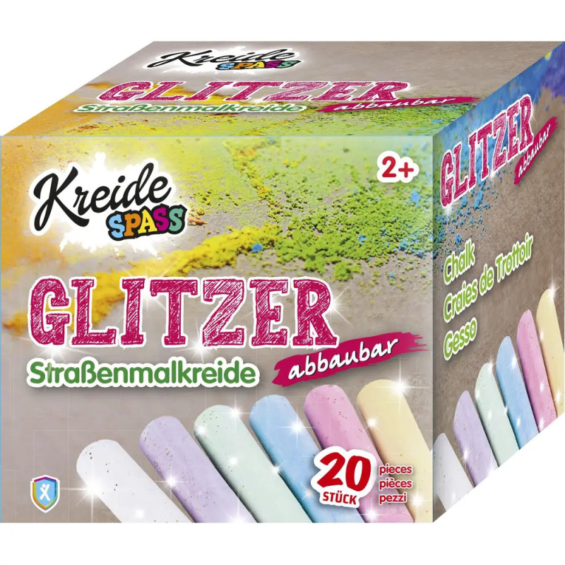 KREIDESPASS Glitzer Straßenmalkreide, 20 Stück