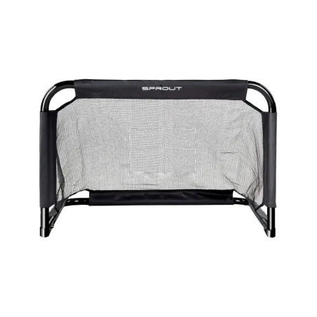 Schwarz-weißes, tragbares Fußballtor mit Netz und Sprout-Logo auf dem oberen Panel.