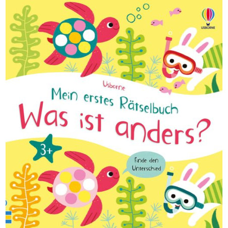 Farbiges deutsches Kinderbuchcover mit Schildkröten, Hasen, Pflanzen und dem Titel Was ist anders?.