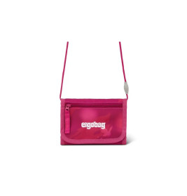 Kleine pinke Umhängetasche mit Reißverschlussfach und ergobag-Logo auf der Vorderseite.