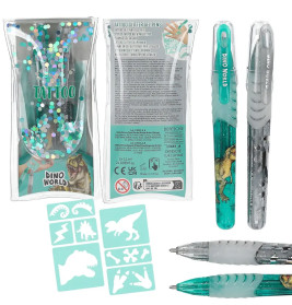 Dino World Tattoo Glitzer Gelstifte