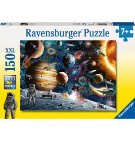 Ravensburger XXL-Puzzle mit 150 Teilen, Weltraum-Motiv: Astronauten, Planeten und Raumschiffe auf der Schachtel.