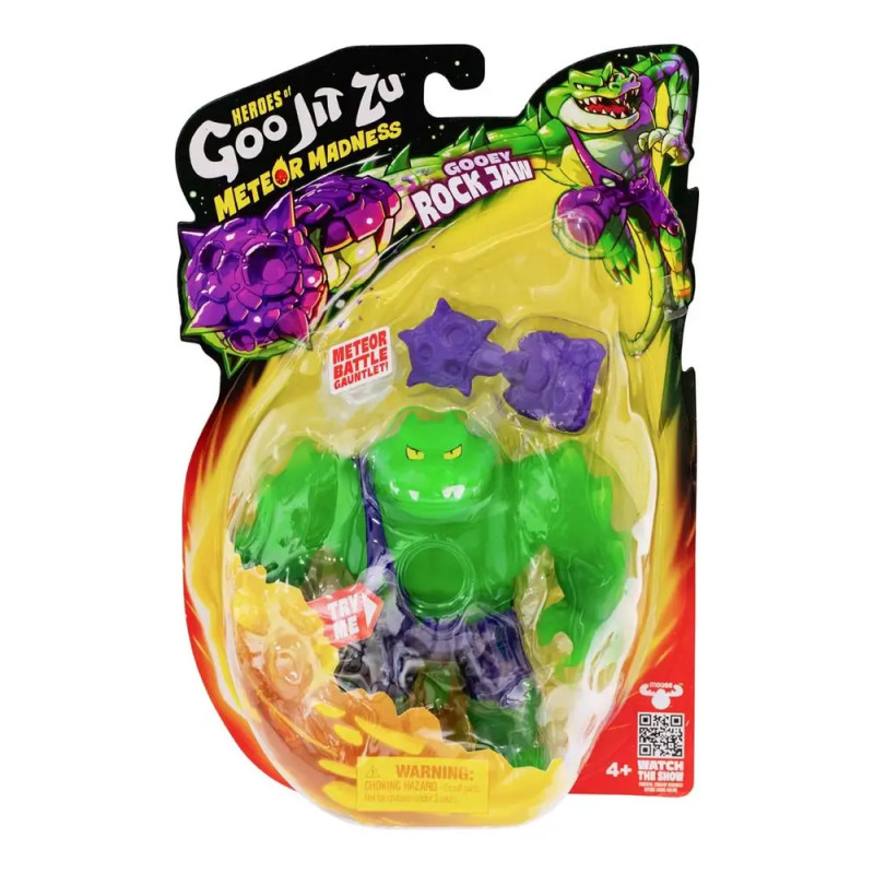 Heroes of Goo Jit Zu Rock Jaw Figur in Grün mit lila Zubehör, originalverpackt.
