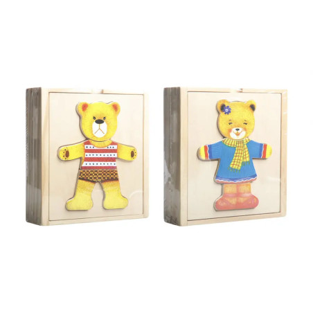 SpielMaus Holz Anzieh-Bär Schatulle, 2-fach sortiert