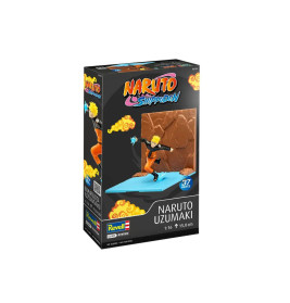 Revell-Set: Naruto Uzumaki als Modell, auf der Box in Actionpose mit Effekten und Logo abgebildet.