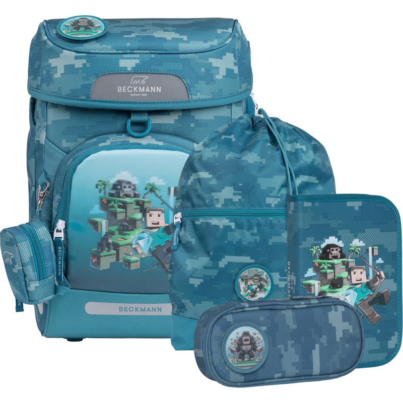 Beckmann Air Jungle Game Schulranzen-Set, 6-teilig, ergonomisch, 28L, inkl. Taschen und Turnbeutel.
