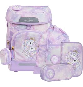 Beckmann Schulranzen Set Plus Air Unicorn Princess Purple: 6-teiliges, ergonomisches Set mit Einhorn-Design.
