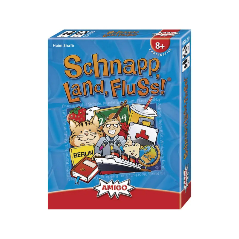 AMIGO Schnapp, Land, Fluss! - Schnelles Wortspiel für 2-6 Spieler ab 8 Jahren (07930), Box abgebildet.