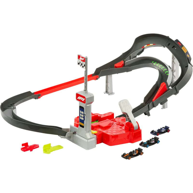 Mattel Hot Wheels Racing Formel 1® Trackset mit 3 Metallautos, spannenden Loopings und Rampen.