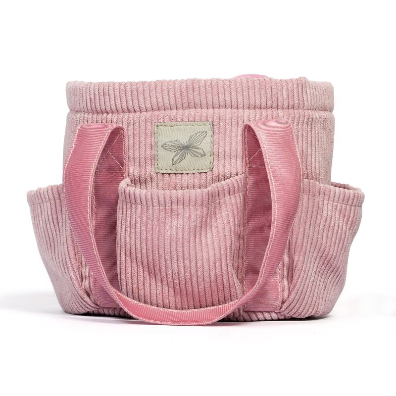 By ASTRUP® pinke Tragetasche mit Außentaschen, kurzen Henkeln und Insektenstickerei für Hobby-Pferde.