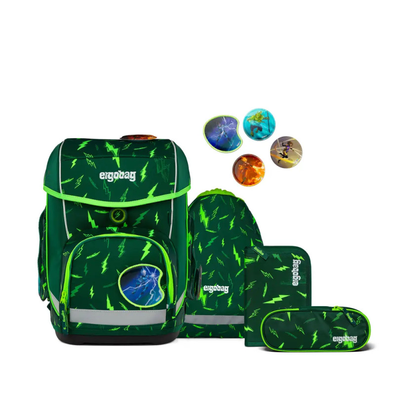 Ergobag cubo Set Bärtastisch: Ergonomischer Schulranzen für Kinder, sicher & bequem, inkl. passendem 5-teiligem Zubehör.