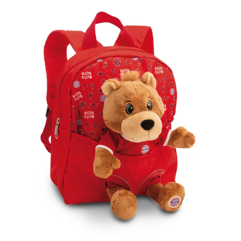 FC Bayern Rucksack von NICI mit 25cm Plüsch-Bär Berni und gepolsterten Gurten, ideal für Kinder.