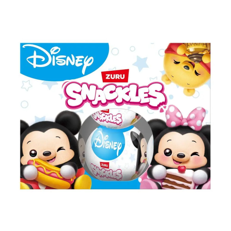 ZURU Snackles Disney Plüschtier, 5 Zoll, mit Lieblingssnack und Sticker, sortiert im Box-Set.