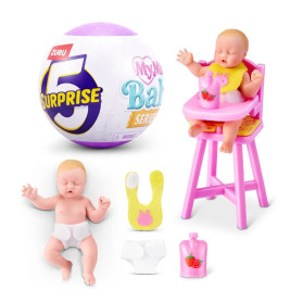 5 Surprise My Mini Baby Serie 2 mit realistischem Silikonbaby, Hochstuhl, Fläschchen, Lätzchen, Windel & Zubehör.