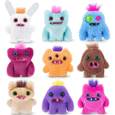 Neun ZURU Baby Fuggs Serie 4 Figuren (9 cm, freche Gesichter) stehen in bunten Reihen ausgestellt.