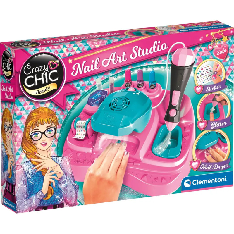 Clementoni Superstar Nageldesign Set mit Maschine, Trockner und Lacken für Kinder ab 6 Jahren.