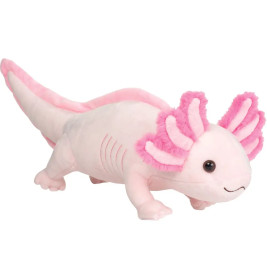 Teddy-Hermann Axolotl Plüschtier (36 cm), rosa-weiß, mit fransigen Kiemen und lächelndem Gesicht, detailreich.