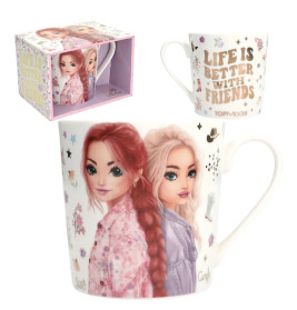 Depesche TOPModel Becher COWGIRL: Tasse mit zwei Mädchen, Goldschrift Life is better with friends, 300ml, Geschenkbox.