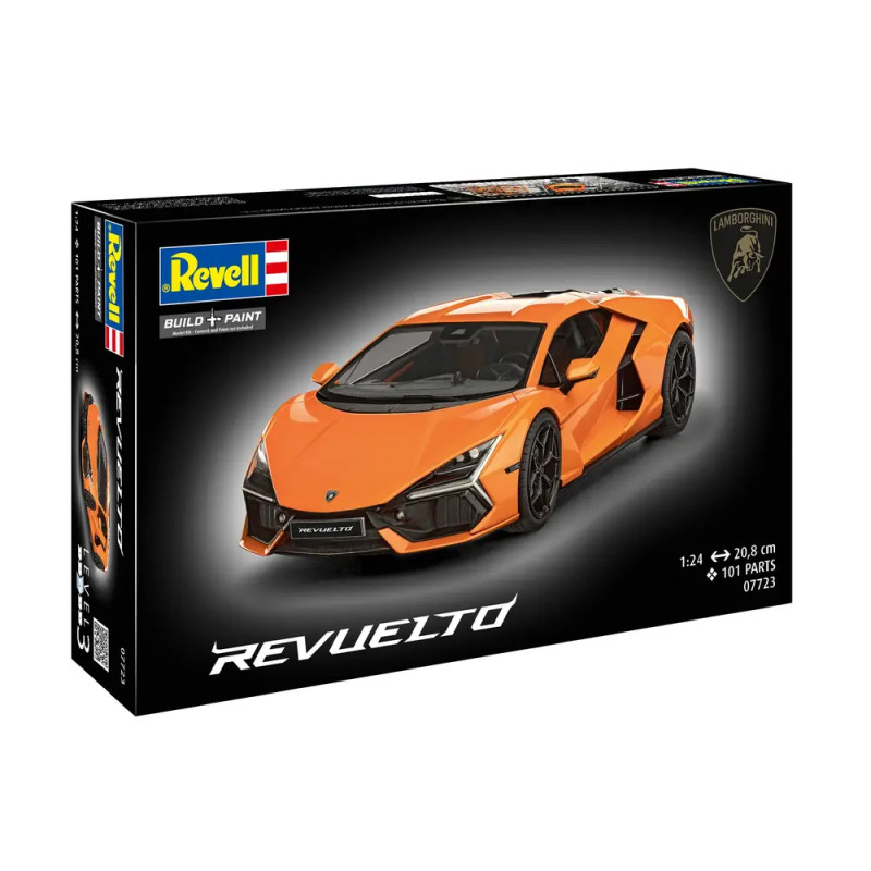Revell Modellbausatz: Lamborghini Revuelto, orange, 1:24, 101 Teile - detailgetreues Hybrid-Supercar Modell.