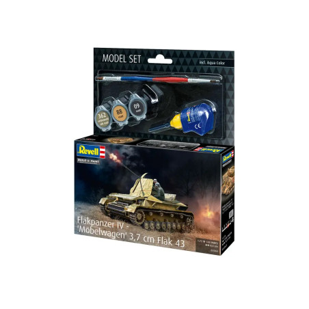 Model Set Flakpanzer IV Möbelwagen 3.7cm Flak, Revell Modellbausatz mit Basiszubehör