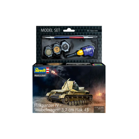Model Set Flakpanzer IV Möbelwagen 3.7cm Flak, Revell Modellbausatz mit Basiszubehör