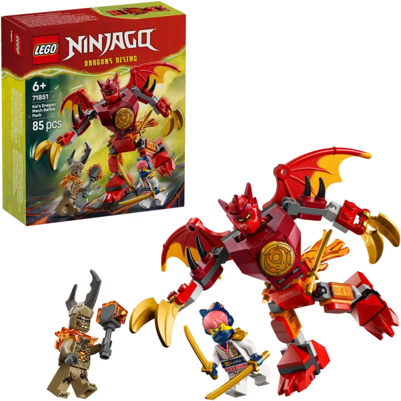 LEGO® NINJAGO 71851 Kais Drachen-Mech Battle Set