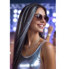 3 Strähnchen 50 cm, silberglänzend