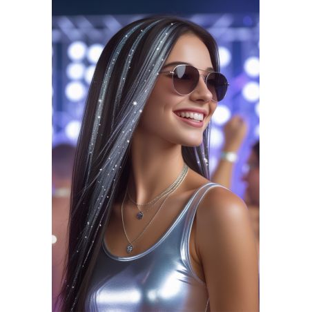 3 Strähnchen 50 cm, silberglänzend