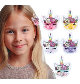 Einhornhaarclips (5 cm), 1 Stück- 6 Farben sortiert