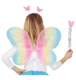 Flügel bunt 48x38 cm mit haarreif und feenstab