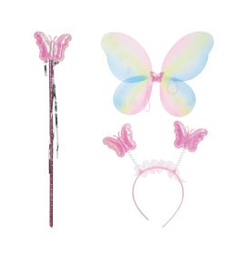 Flügel bunt 48x38 cm mit haarreif und feenstab