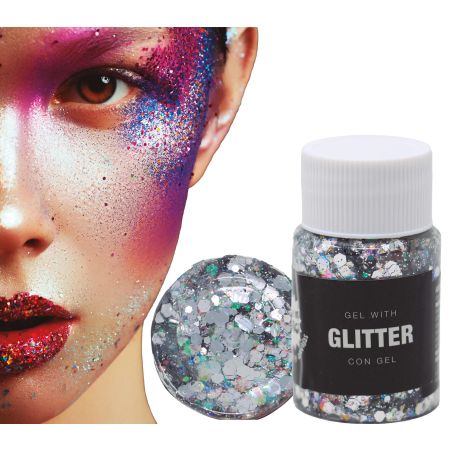 Glittergel silbergrob