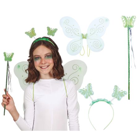 Grüner Schmetterling Haarreif und Flügel 35x40 cm