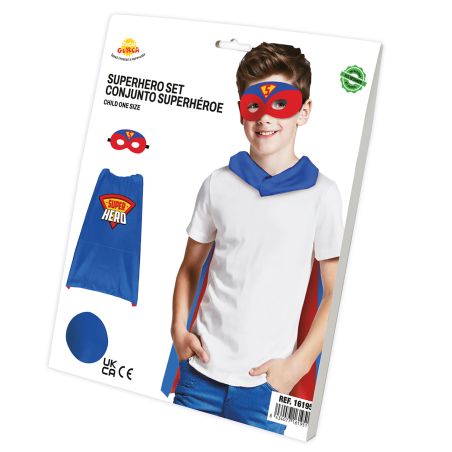 Kinderset blau roter Superheld 70 cm