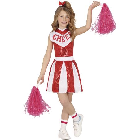 Rote Pailletten Cheerleaderin, Kinderkostüm,