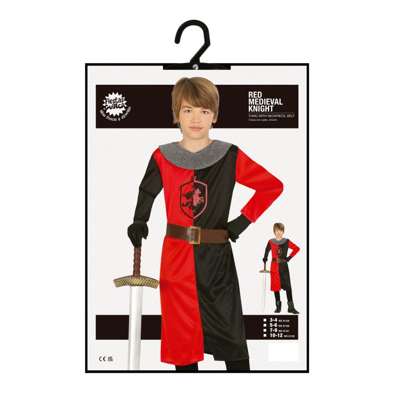 ROTER RITTER KINDER KOSTÜM 7-9 Jahre