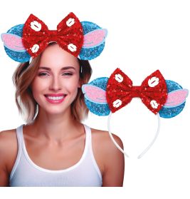 Paillettenohren mit Schleife Haarreif