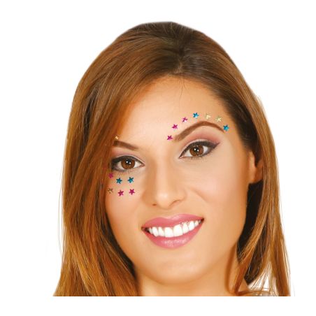 Sternförmge selbstklebende Strasssteine fürs Gesicht