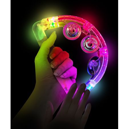 Tamburin mit Licht 16x15 cm, sortiert