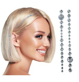 Silber-Strass-Steine fürs Haar 13x25 cm, Erwachsene
