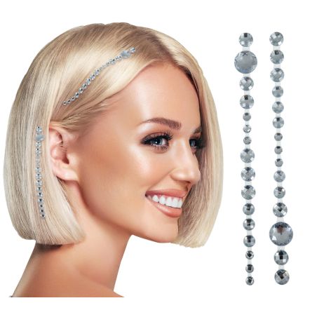 Silber-Strass-Steine fürs Haar 13x25 cm, Erwachsene