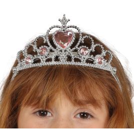 Prinzessin Diadem mit rosa Schmucksteinen für Kinder