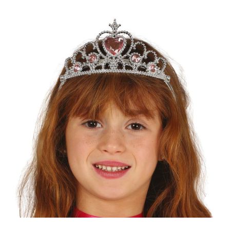 Prinzessin Diadem mit rosa Schmucksteinen für Kinder