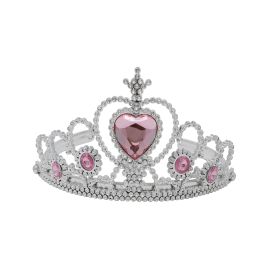 Prinzessin Diadem mit rosa Schmucksteinen für Kinder
