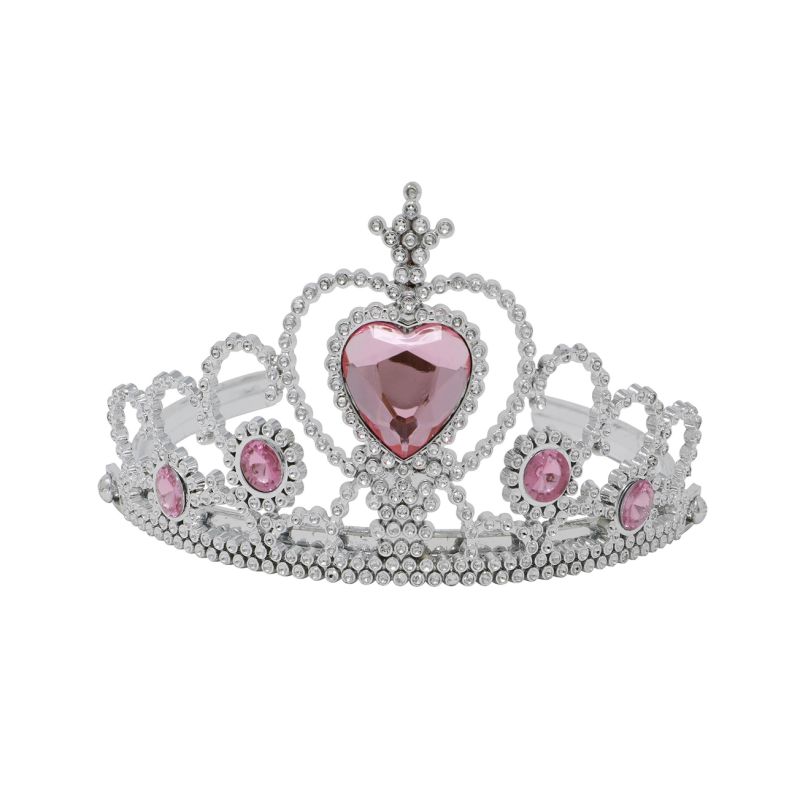 Prinzessin Diadem mit rosa Schmucksteinen für Kinder