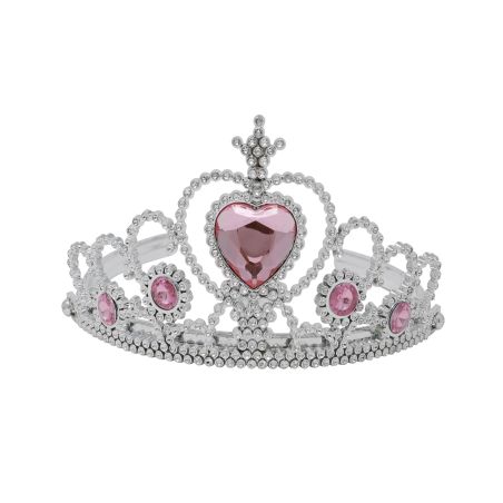 Prinzessin Diadem mit rosa Schmucksteinen für Kinder