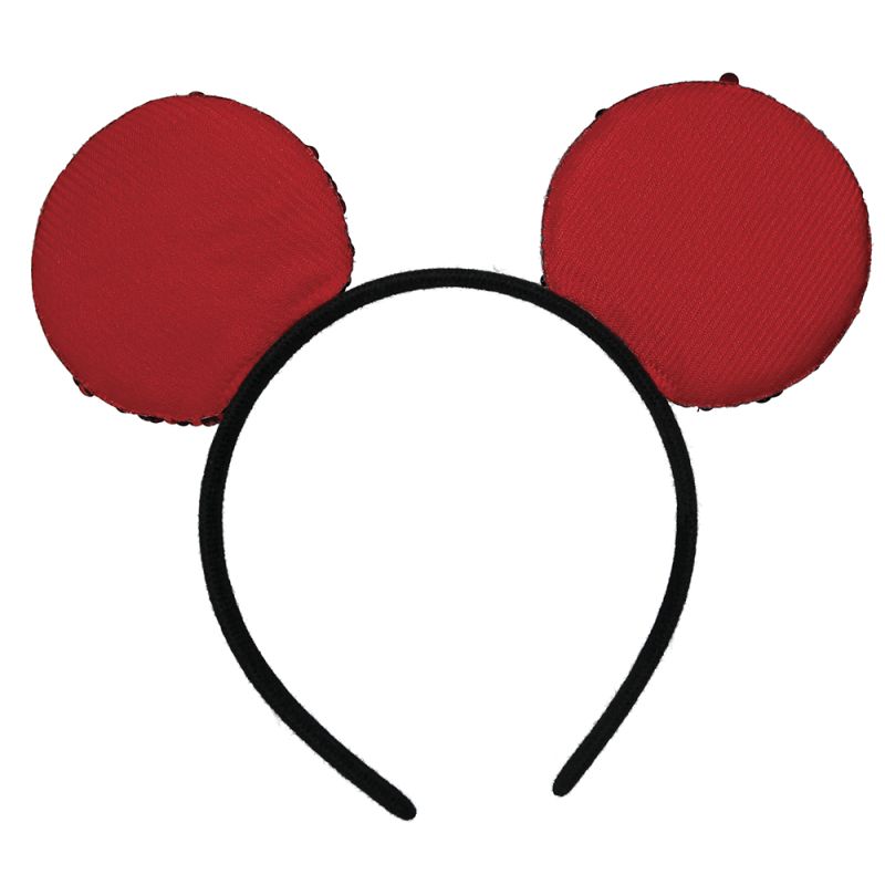 Pailletten Mausohren Haarreif rot, Erwachsene