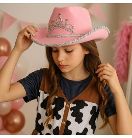 Rosa Cowboyhut aus Filz, Kinder